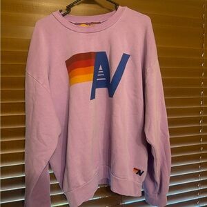 Aviator Nation Purple Sweater with Multicolor Logo